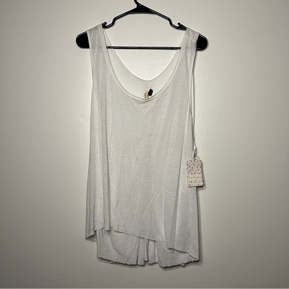 NWT NEW Free People Size Small We The Free Solid Cruz Cape Tank Top Tee White - Picture 4 of 7